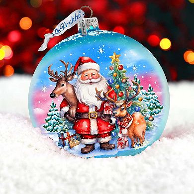Santa's Best Friends Large Glass Ornament By G. Debrekht