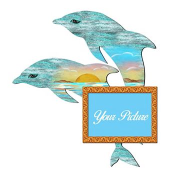Twin Dolphins Coastal Picture Frame Ornaments Ornament For Photo Coastal Holiday Decor
