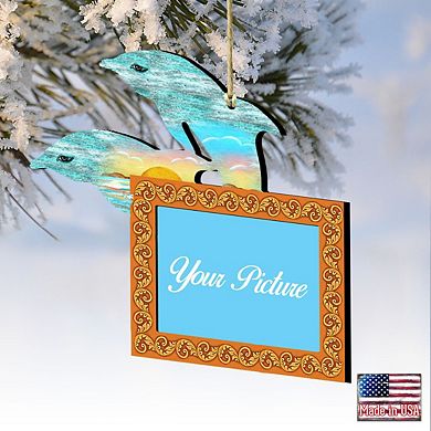 Twin Dolphins Coastal Picture Frame Ornaments Ornament For Photo Coastal Holiday Decor
