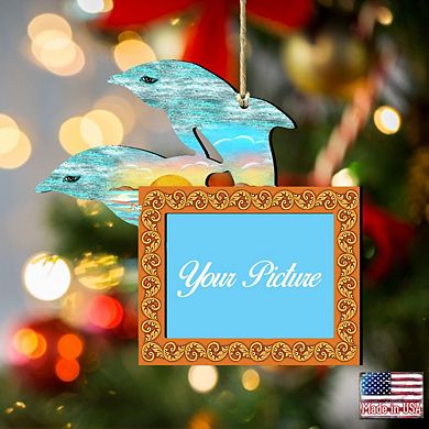 Twin Dolphins Coastal Picture Frame Ornaments Ornament For Photo Coastal Holiday Decor
