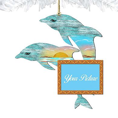 Twin Dolphins Coastal Picture Frame Ornaments Ornament For Photo Coastal Holiday Decor