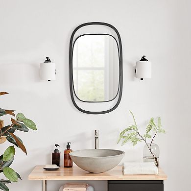 Sonya 29.6-inch Contemporary Rectangular Wall Mirror With Black Iron Frame