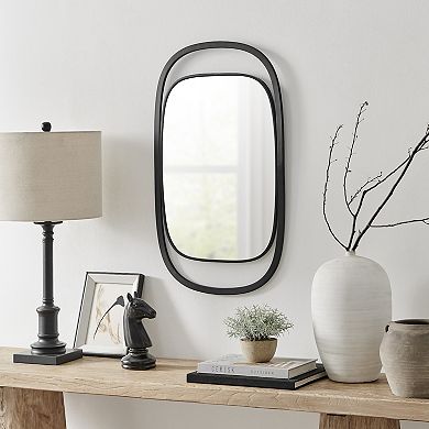 Sonya 29.6-inch Contemporary Rectangular Wall Mirror With Black Iron Frame
