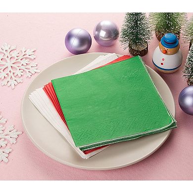 210x Christmas Red Green White Disposible Paper Napkins For Party Supplies 5x5