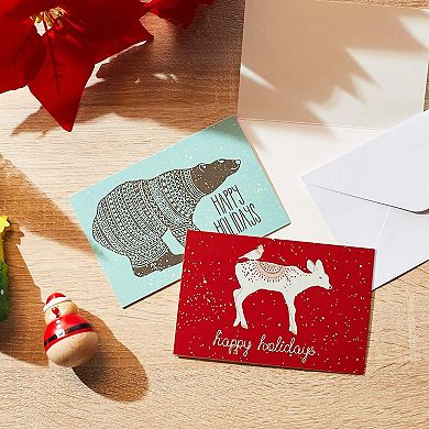 144 Pk Holiday Greeting Cards Assortment With Envelopes,6 Christmas Designs,4x6"