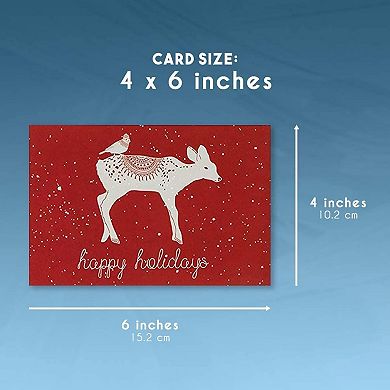 144 Pk Holiday Greeting Cards Assortment With Envelopes,6 Christmas Designs,4x6"