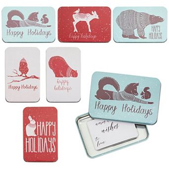 6 Pack Christmas Gift Card Holders With Lids, Decorative Tin Boxes, 5 X 3.25 In