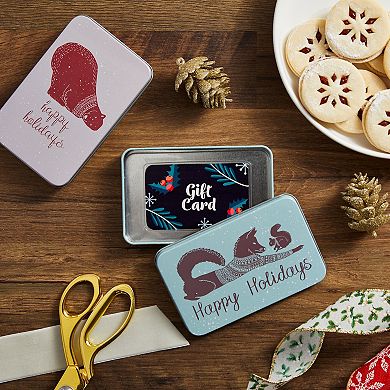 6 Pack Christmas Gift Card Holders With Lids, Decorative Tin Boxes, 5 X 3.25 In