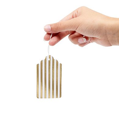 120 Pack Gold Foil Paper Gift Tags With String For Christmas, 2 Designs