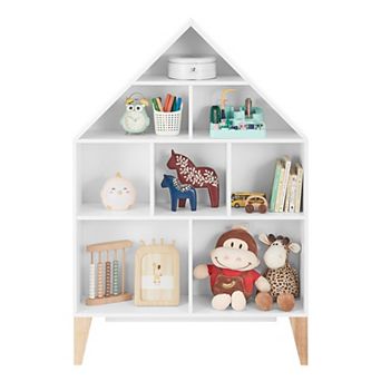 Steiner White Dollhouse 8-cubby Freestanding Kids Bookshelf Or Toy Display Unit With Beech Legs