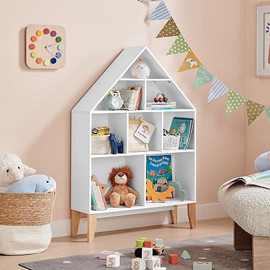 Steiner White Dollhouse 8-cubby Freestanding Kids Bookshelf Or Toy Display Unit With Beech Legs
