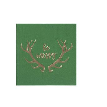 50x Christmas Reindeer Antler Gold Foil Paper Napkins For Xmas Party Supply 5x5"