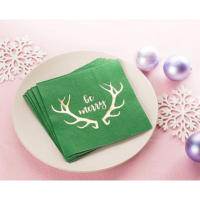 50x Christmas Reindeer Antler Gold Foil Paper Napkins For Xmas Party Supply 5x5"