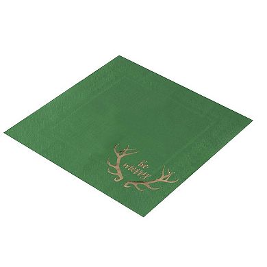 50x Christmas Reindeer Antler Gold Foil Paper Napkins For Xmas Party Supply 5x5"