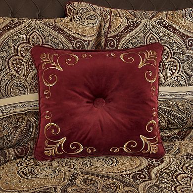Five Queens Court Bordeaux 18" Square Decorative Throw Pillow