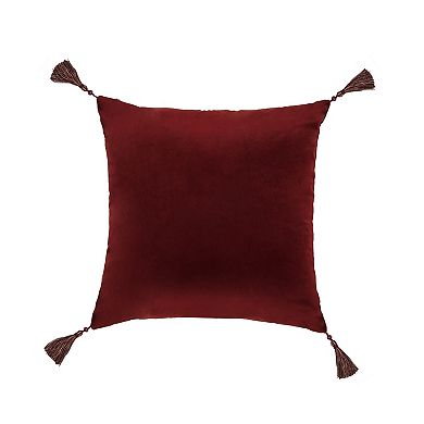 Five Queens Court Bordeaux 18" Square Embellished Decorative Throw Pillow