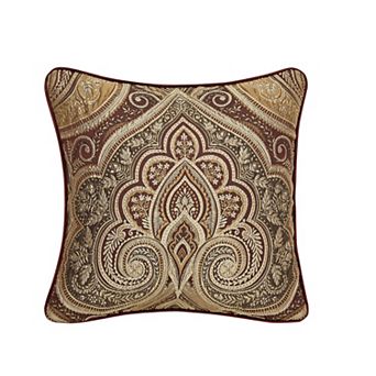 Five Queens Court Bordeaux 20" Square Decorative Throw Pillow