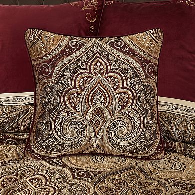 Five Queens Court Bordeaux 20" Square Decorative Throw Pillow