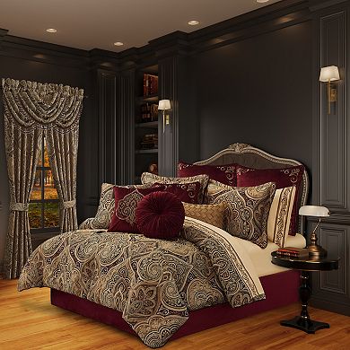 Five Queens Court Bordeaux Woven Textured Throw Pillow