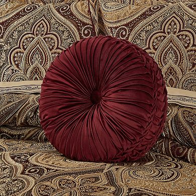 Five Queens Court Bordeaux Tufted Round Decorative Throw Pillow