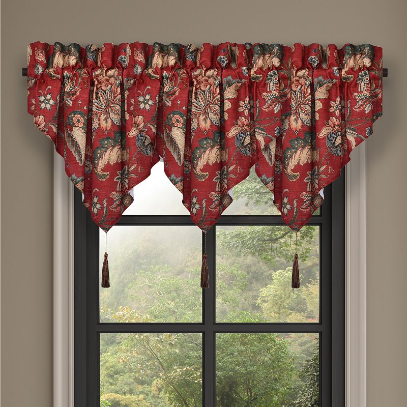 Five Queens Court Eveleth Window Ascot Valance, Red