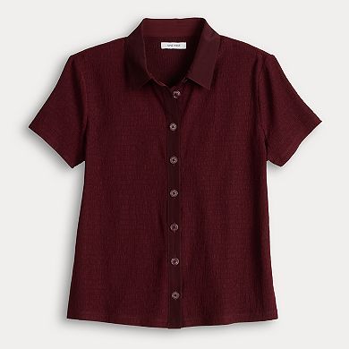 Women's Nine West Collared Textured Knit Top