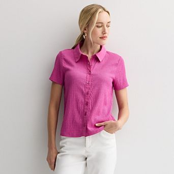 Women's Nine West Collared Textured Knit Top