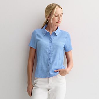 Women's Nine West Collared Textured Knit Top