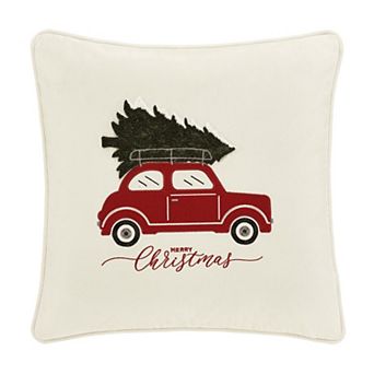 Five Queens Court Vintage Car 20" Square Decorative Throw Pillow