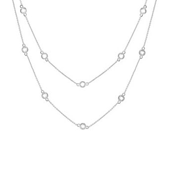 PRIMROSE Cubic Zirconia Double Strand Station Necklace