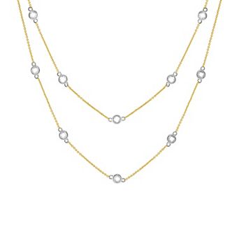 PRIMROSE Cubic Zirconia Double Strand Station Necklace