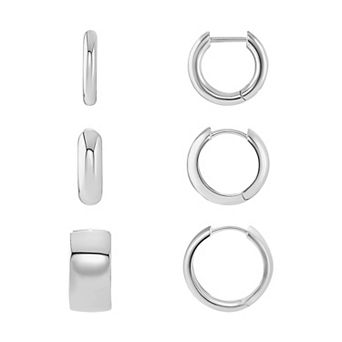 PRIMROSE Polished Hoop Earrings Trio