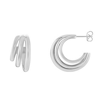 PRIMROSE Polished Triple Layer C-Hoop Earrings