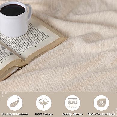 SUPERIOR Milan Jacquard Textured Striped Lightweight Woven Blanket