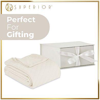 SUPERIOR Milan Jacquard Textured Striped Lightweight Woven Blanket