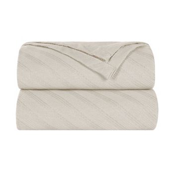 SUPERIOR Milan Jacquard Textured Striped Lightweight Woven Blanket