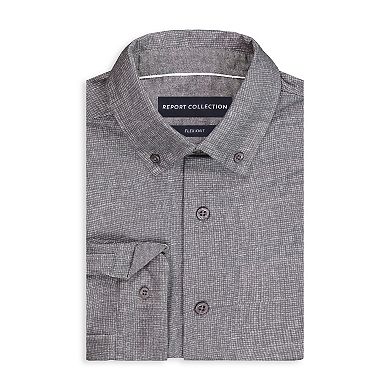 Men's Report Collection Long Sleeve Pique Print Fitted Button-Up Shirt