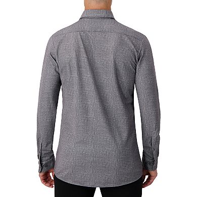 Men's Report Collection Long Sleeve Pique Print Fitted Button-Up Shirt