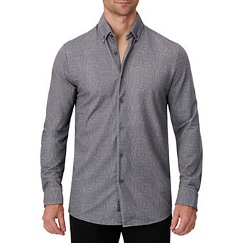 Men's Report Collection Long Sleeve Pique Print Fitted Button-Up Shirt