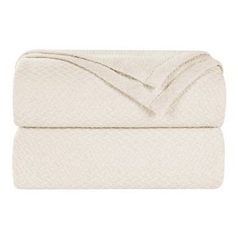 SUPERIOR Nobel Jacquard Textured Chevron Lightweight Woven Blanket