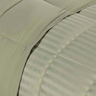 SUPERIOR Reversible Down Alternative Microfiber All-Season Solid Striped Blanket
