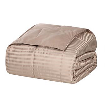 SUPERIOR Reversible Down Alternative Microfiber All-Season Solid Striped Blanket