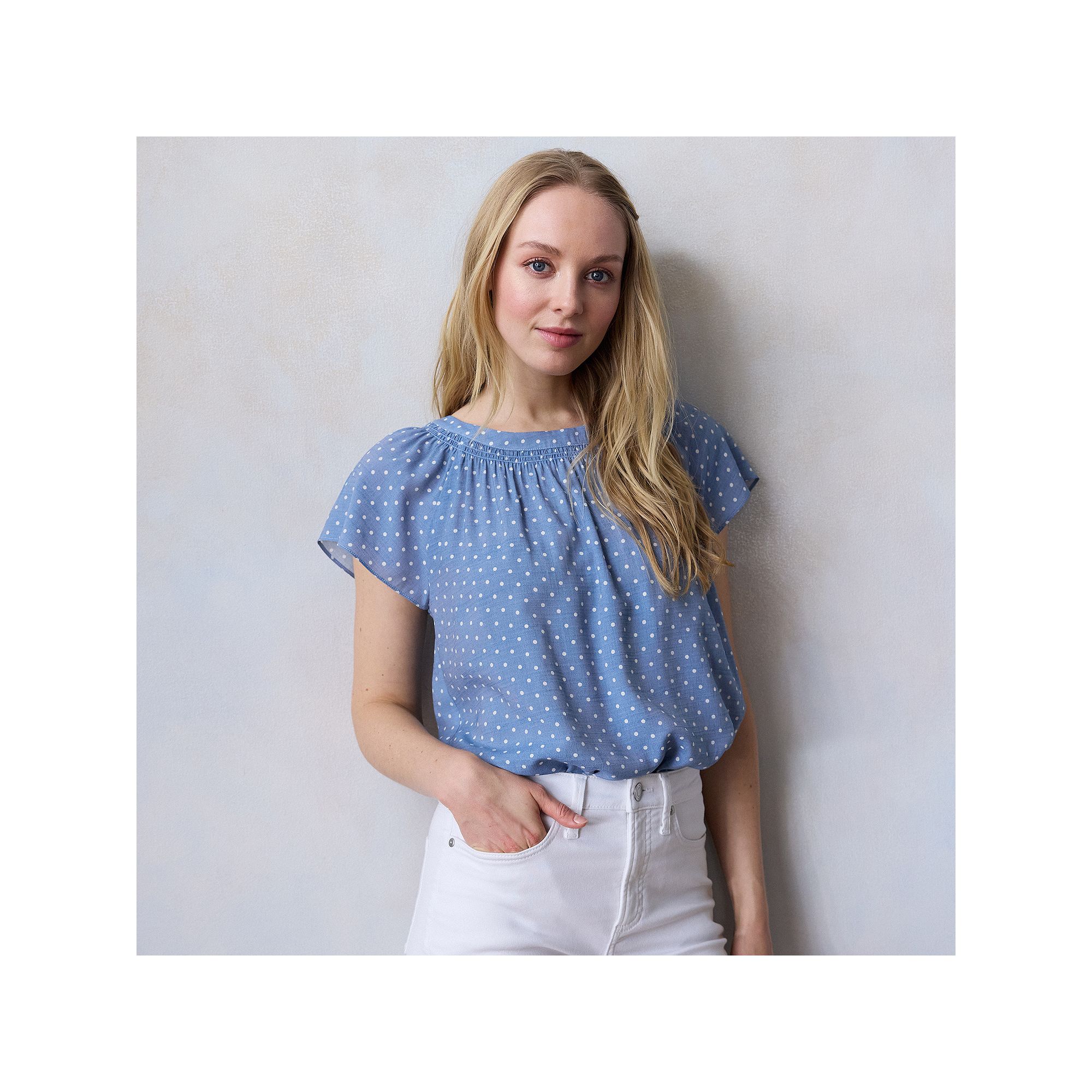 Petite LC Lauren Conrad Tie-Front Shirred Neck Shell Top, Womens, Size: XS
