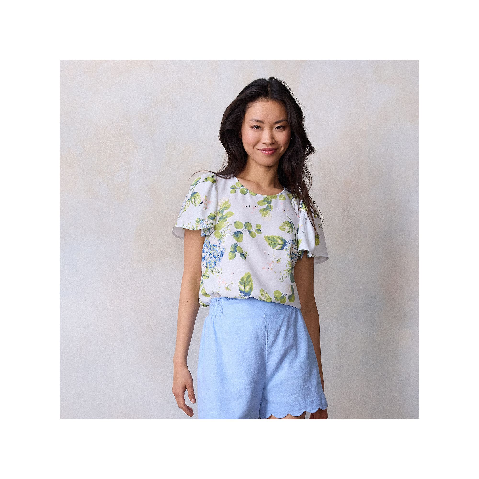 Petite LC Lauren Conrad Flutter Sleeve Woven Top, Womens, Size: XL Petite,