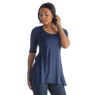 Women's 24Seven Comfort Apparel Elbow Sleeve Swing Tunic Top