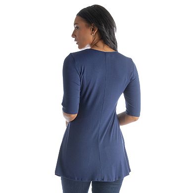 Women's 24Seven Comfort Apparel Elbow Sleeve Swing Tunic Top