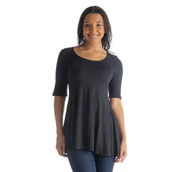 Women's 24Seven Comfort Apparel Elbow Sleeve Swing Tunic Top