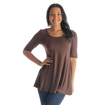 Women's 24Seven Comfort Apparel Elbow Sleeve Swing Tunic Top