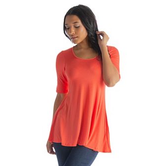Women's 24Seven Comfort Apparel Elbow Sleeve Swing Tunic Top