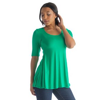 Women's 24Seven Comfort Apparel Elbow Sleeve Swing Tunic Top